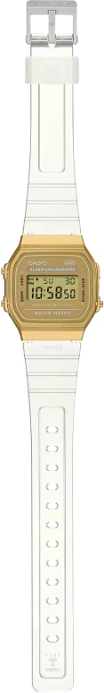 Casio,VINTAGE 39.40x36.30mm,39.40x36.30mm,Resin,Gold,Quartz,Chronograph,Date,Day,Hour Strike,Plexi,Glass,Square,A168XESG,A168XESG-9AVT