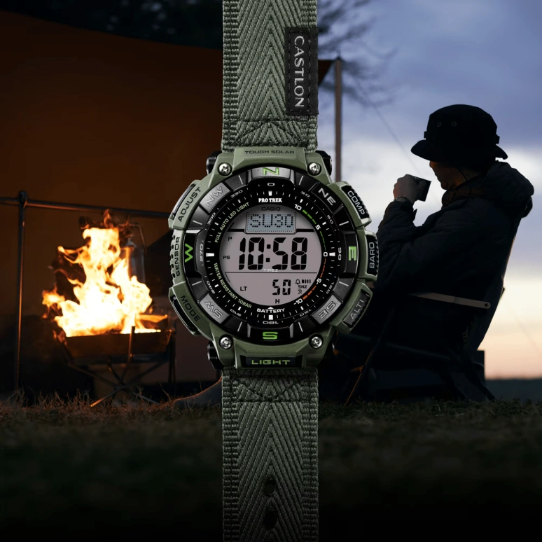 Casio,PROTREK 54.70x51.70mm,54.70x51.70mm,Resin,Bio-sourced,Black,Grey,Quartz,Countdown,Chronograph,Month,Date,Hardlex,Round,PRG340B,PRG340B-3