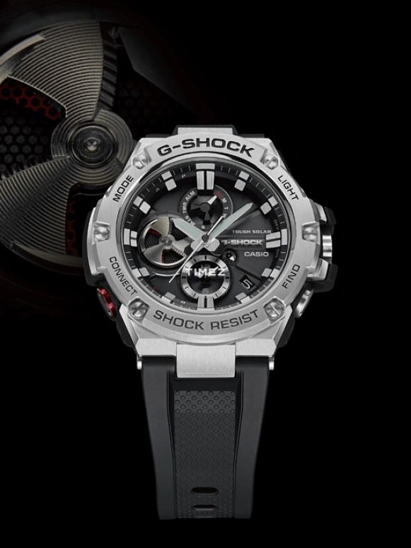 Casio,G-STEEL 58.10x53.80mm,58.10x53.80mm,Stainless Steel,Black,Quartz,Smartwatch,Mineral,Glass,GST,GST-B100-1A