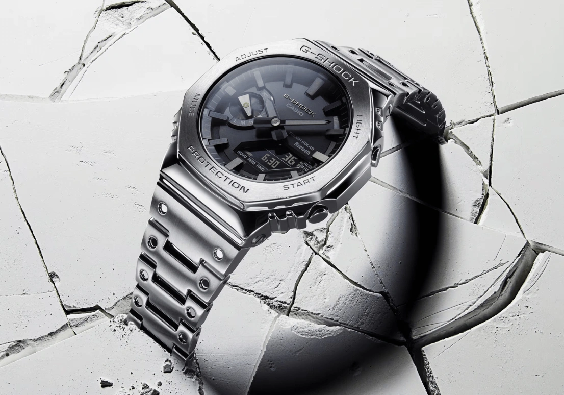 Casio,G-SHOCK 44.40mm,44.40mm,Stainless Steel,Black,Quartz,Countdown,Chronograph,Month,Date,Hardlex,Octagon,GMB2100D,GMB2100D-1A