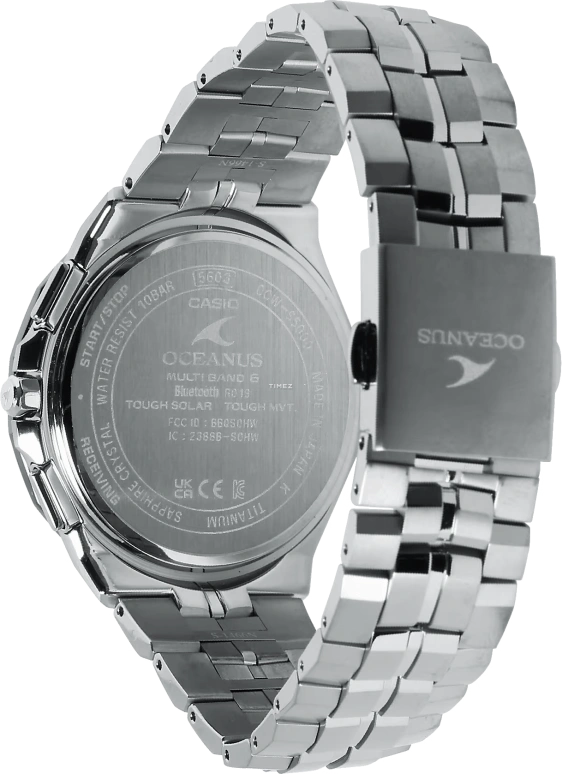 Casio,OCEANUS 48.80x42.30mm,48.80x42.30mm,Titanium,Black,Quartz,Date,Day,World Time,OCWS5000MB1A