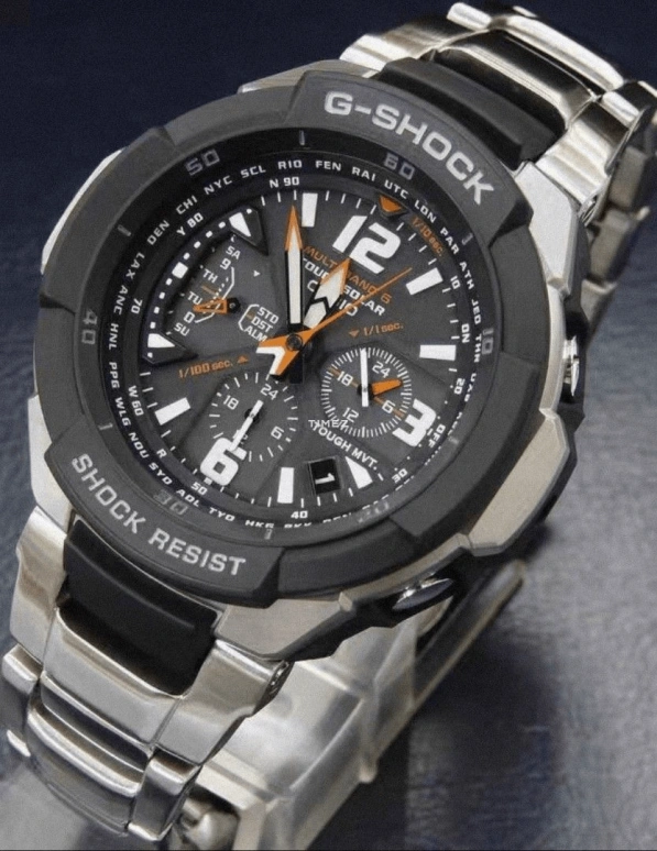 Casio,G-SHOCK 64.20x46.60mm,64.20x46.60mm,Stainless Steel,Resin,Black,Quartz,Date,Day,World Time,Alarm,Hardlex,Glass,Tonneau,GW,GW-3000D-1A