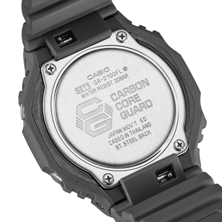 Casio,G-SHOCK 45.40mm,45.40mm,Carbon,Bio-sourced,Resin,Dual,Charcoal Red,Gradient,Quartz,Countdown,Chronograph,Month,Date,Hardlex,Octagon,GA2100FL,GA2100FL-8A