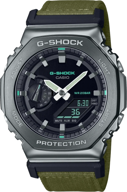 Casio,G-STEEL 44.40mm,44.40mm,Resin,Stainless Steel,Black,Quartz,Countdown,Chronograph,Month,Date,Hardlex,Octagon,GM2100CB,GM2100CB-3A
