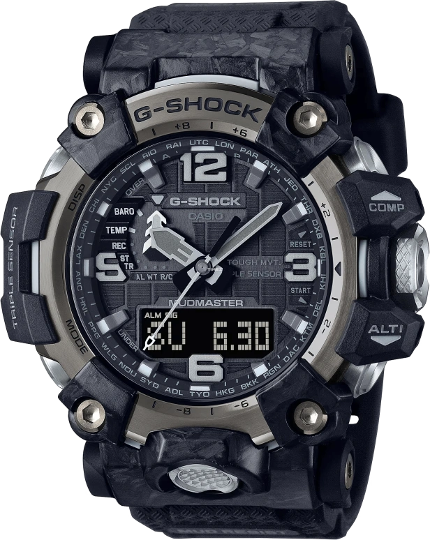 Casio,Mudmaster 54.40mm,54.40mm,Resin,Black,Quartz,Countdown,Chronograph,Month,Date,Sapphire,Round,GWG2000,GWG2000-1A1