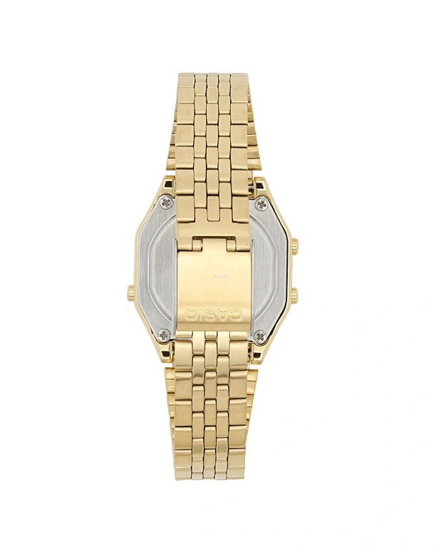 Casio,VINTAGE 33.50x28.60mm,33.50x28.60mm,Resin,Champagne,Grey,Quartz,Chronograph,Date,Day,Hour Strike,Plexi,Glass,Square,LA680WGA,LA680WGA-9VT