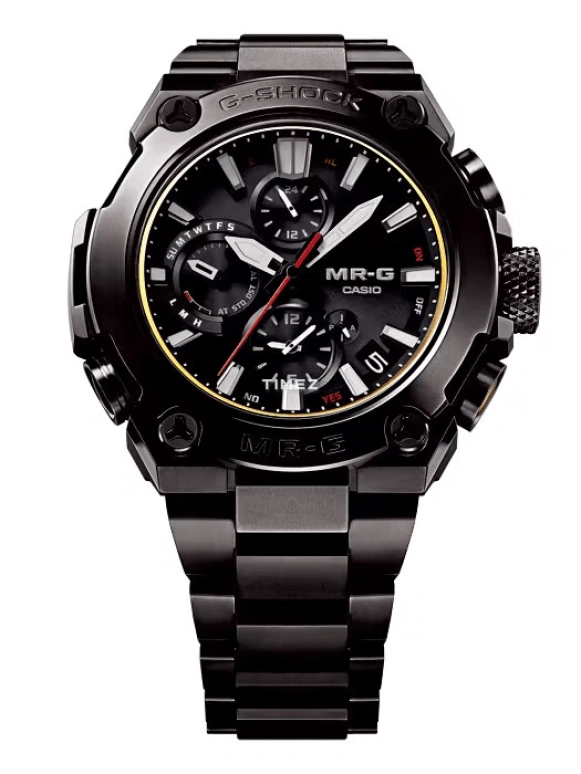 Casio,MR-G 52.20x46.30mm,52.20x46.30mm,Titanium,Black,Quartz,Countdown,Chronograph,Month,Date,Sapphire,Crystal Glass,Round,MRGB1000B,MRGB1000B-1A