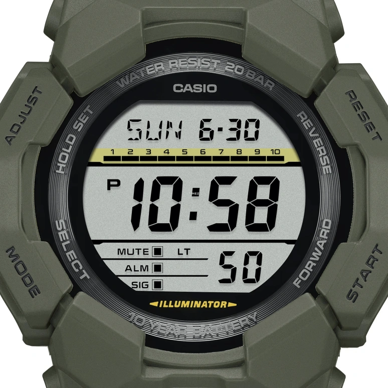 Casio,G-SHOCK 51.90mm,51.90mm,Bio-sourced,Carbon,Resin,Grey,Quartz,Countdown,Chronograph,Month,Date,Hardlex,Round,GD010,GD010-3