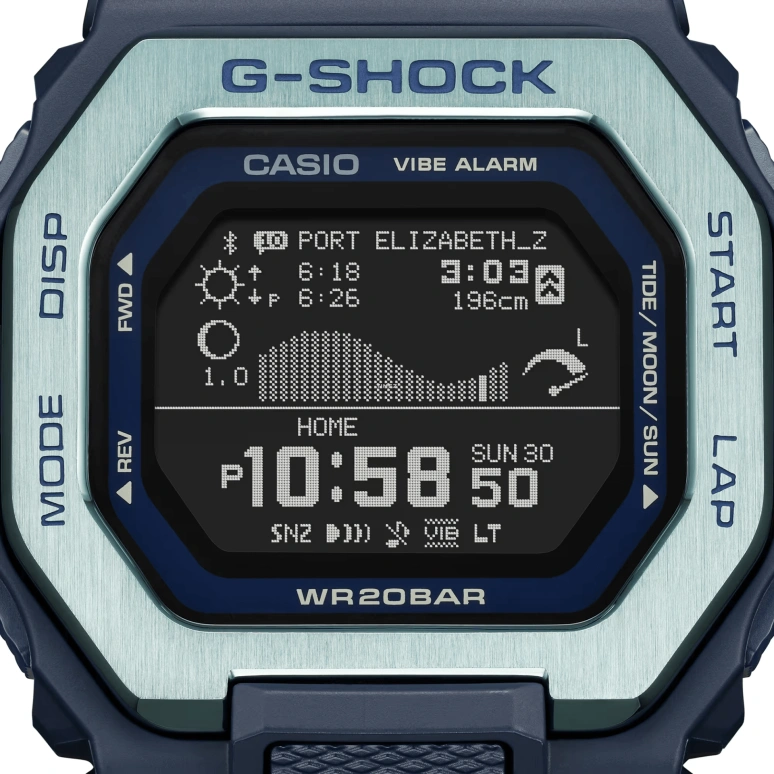 Casio,G-LIDE 50.90x46mm,50.90x46mm,Resin,Stainless Steel,Black,Quartz,Countdown,Chronograph,Moonphase,Month,Hardlex,Tonneau,GBX100TT,GBX100TT-2