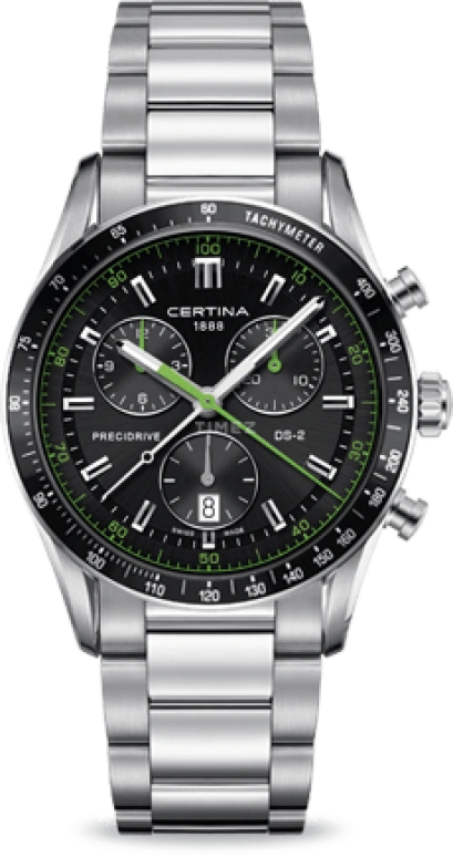 Certina,DS-2 41mm,41mm,Stainless Steel,Black,Quartz,Chronograph,Day,C024,C024.447.11.051.02