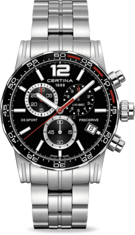 Certina,DS Sport 42mm,42mm,Stainless Steel,Black,Quartz,Chronograph,Day,C027,C027.417.11.057.02