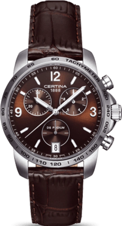 Certina,DS Podium 40mm,40mm,Stainless Steel,Brown,Quartz,Chronograph,Day,C001,C001.417.16.297.00