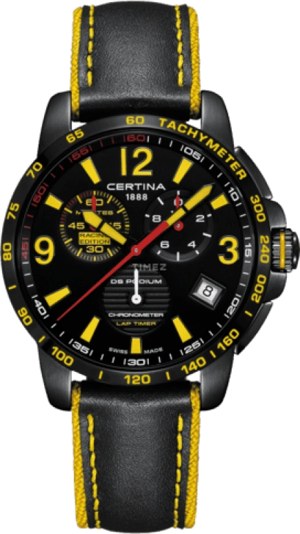 Certina,DS Podium 42mm,42mm,Stainless Steel,Black,Quartz,Foudroyante,Chronograph,Date,Rattrapante,27400hours,Sapphire,C034,C034.453.36.057.10