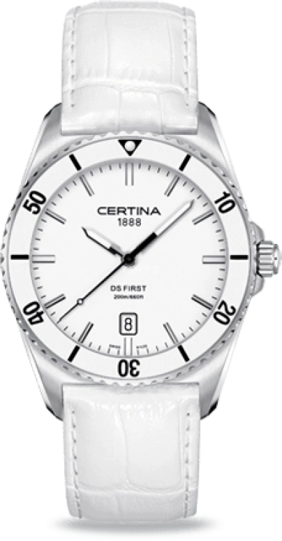 Certina,DS First 41mm,41mm,Stainless Steel,Ceramic,White,Quartz,Day,26280hours,C014,C014.410.16.011.00