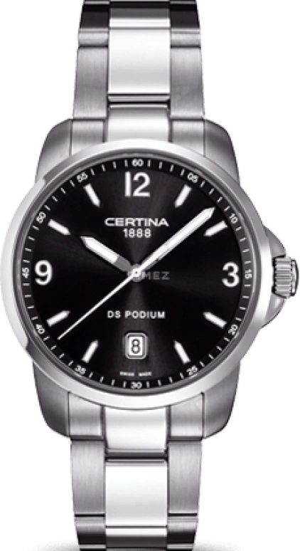 Certina,DS Podium 38mm,38mm,Stainless Steel,Black,Quartz,Day,26280hours,C001,C001.410.11.057.00
