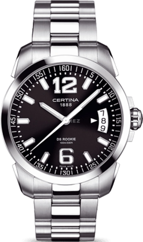 Certina,DS Rookie 40mm,40mm,Stainless Steel,Black,Quartz,Chronograph,Day,C016,C016.410.11.057.00