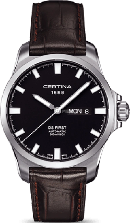 Certina,DS First 41mm,41mm,Stainless Steel,Black,Automatic,Date,Day,C014,C014.407.16.051.00