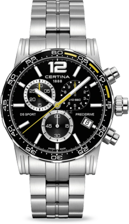 Certina,DS Sport 42mm,42mm,Stainless Steel,Black,Quartz,Chronograph,Day,C027,C027.417.11.057.03