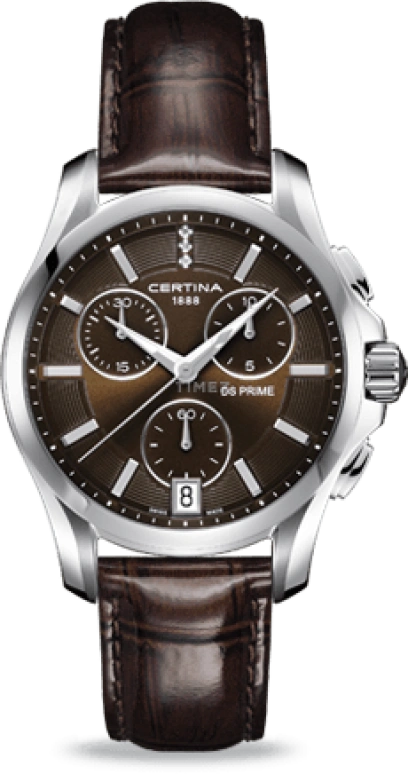 Certina,DS Prime 39mm,39mm,Stainless Steel,Brown,Quartz,Chronograph,Day,C004,C004.217.16.296.00