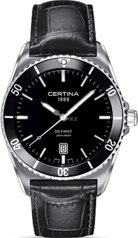 Certina,DS First 41mm,41mm,Stainless Steel,Black,Quartz,Day,26280hours,C014,C014.410.16.051.00