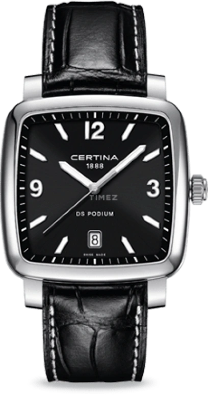 Certina,DS Podium 38.30mm,38.30mm,Stainless Steel,Black,Quartz,Day,26280hours,C025,C025.510.16.057.00