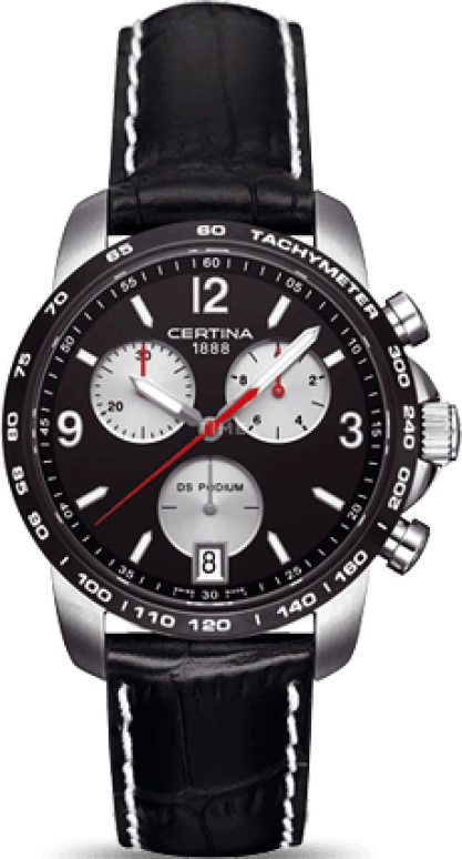 Certina,DS Podium 40mm,40mm,Stainless Steel,Black,Quartz,Chronograph,Day,C001,C001.417.16.057.01