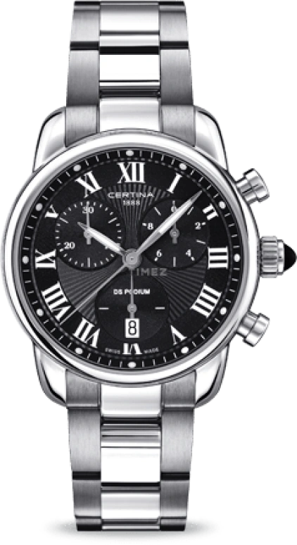 Certina,DS Podium 34.50mm,34.50mm,Stainless Steel,Black,Quartz,Chronograph,Day,C025,C025.217.11.058.00