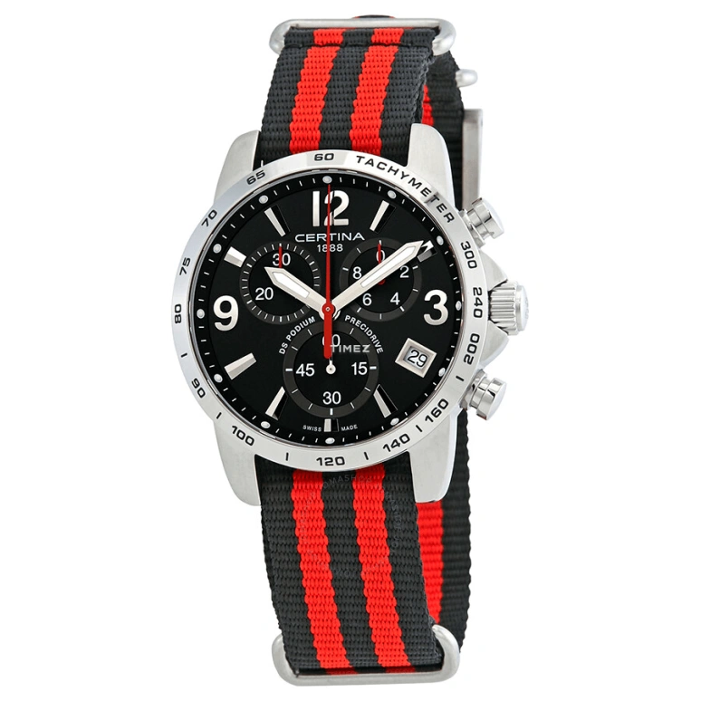 Certina,DS Podium 41mm,41mm,Stainless Steel,Black,Quartz,Chronograph,Day,C034,C034.417.18.057.00