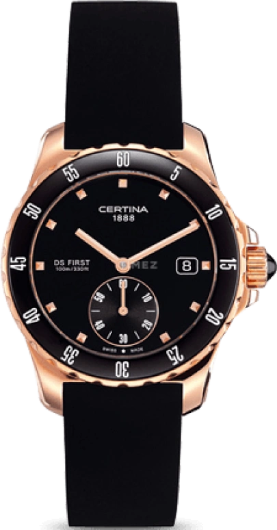 Certina,DS First 34.80mm,34.80mm,Stainless Steel,Black,Quartz,Day,26280hours,C014,C014.235.37.051.00