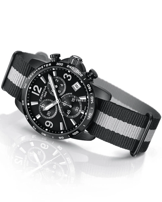 Certina,DS Podium 41mm,41mm,Stainless Steel,Black,Quartz,Chronograph,Day,C034,C034.417.38.057.00