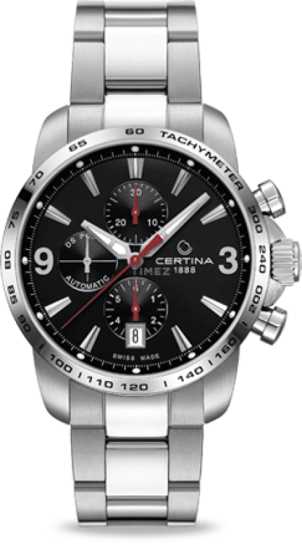 Certina,DS Podium 42mm,42mm,Stainless Steel,Black,Automatic,Chronograph,Day,C001,C001.427.11.057.00