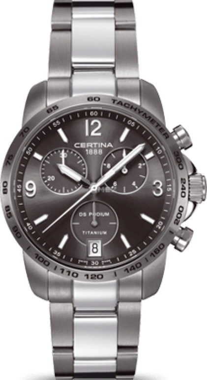 Certina,DS Podium 40mm,40mm,Stainless Steel,Grey,Quartz,Chronograph,Day,C001,C001.417.44.087.00