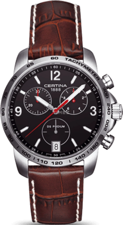 Certina,DS Podium 40mm,40mm,Stainless Steel,Black,Quartz,Chronograph,Day,C001,C001.417.16.057.00