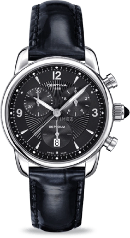 Certina,DS Podium 34.50mm,34.50mm,Stainless Steel,Black,Quartz,Chronograph,Day,C025,C025.217.16.057.00