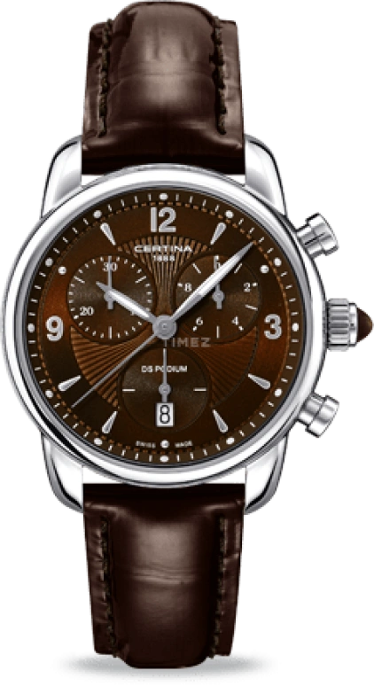 Certina,DS Podium 34.50mm,34.50mm,Stainless Steel,Brown,Quartz,Chronograph,Day,C025,C025.217.16.297.00