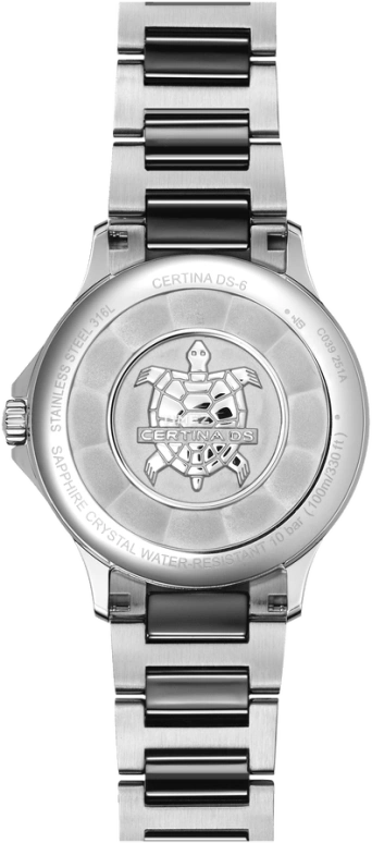 Certina,DS 35mm,35mm,Stainless Steel,Black,Quartz,Day,Sapphire,C039,C039.251.11.057.00
