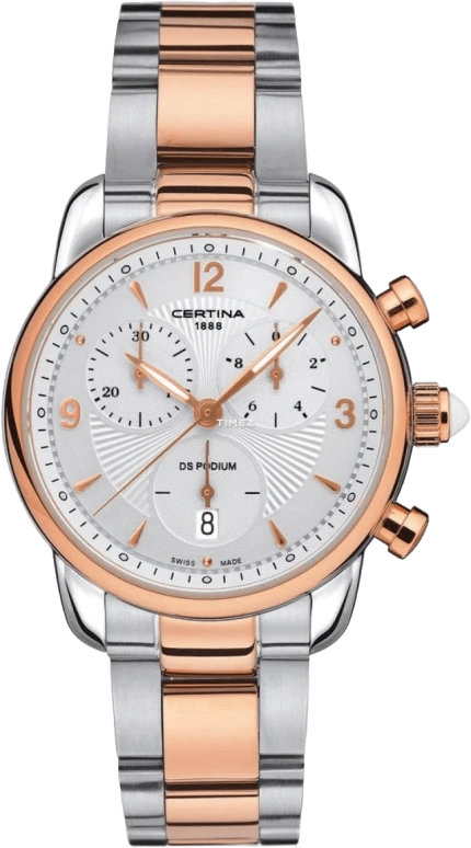 Certina,DS Podium 34.50mm,34.50mm,Stainless Steel,Silver,Quartz,Chronograph,Day,C025,C025.217.22.017.00