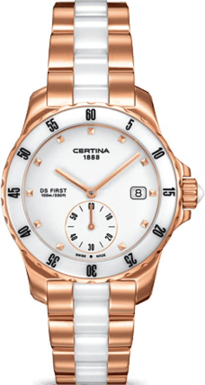 Certina,DS First 34.80mm,34.80mm,Stainless Steel,White,Quartz,Day,26280hours,C014,C014.235.33.011.00