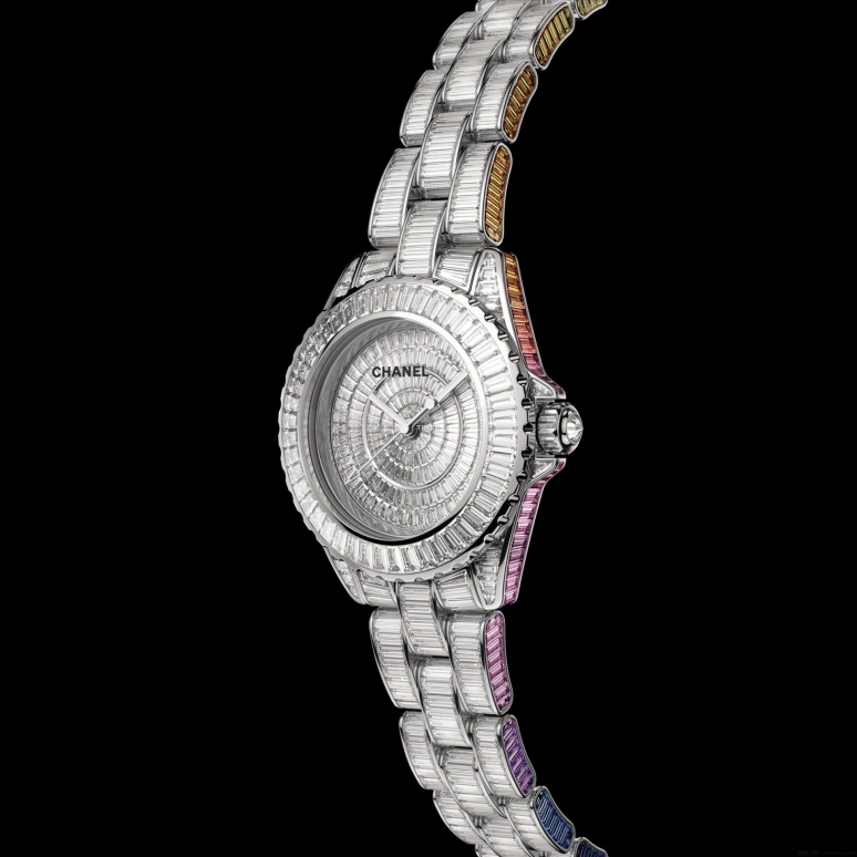 CHANEL,J12 33mm,33mm,Sapphire,White Gold,Silver White,Quartz,Sapphire,Crystal Glass,Round,H6957