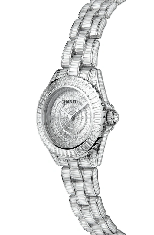 CHANEL,J12 33mm,33mm,White Gold,Silver White,Automatic,In-house Caliber,Sapphire,Crystal Glass,H7429