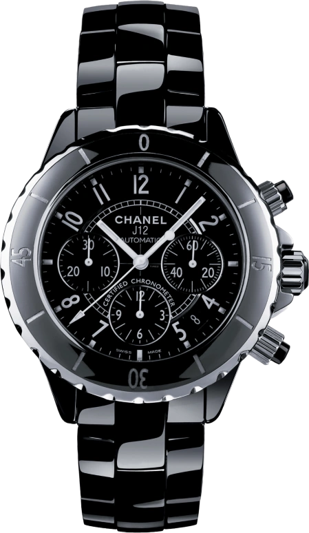 CHANEL,J12 41mm,41mm,Ceramic,Black,Sapphire,Crystal Glass,Closed,H0940