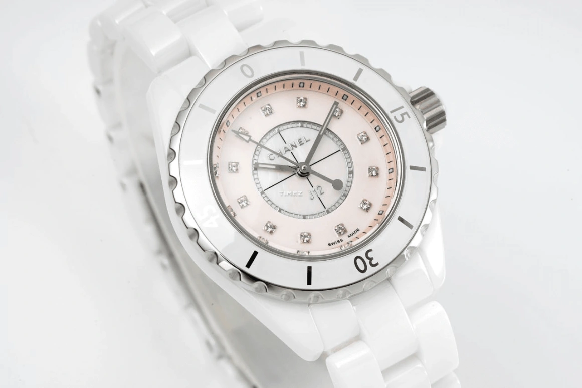 CHANEL,J12 33mm,33mm,Stainless Steel,Ceramic,Pink Red,Red,Quartz,Sapphire,Crystal Glass,Round,H5513