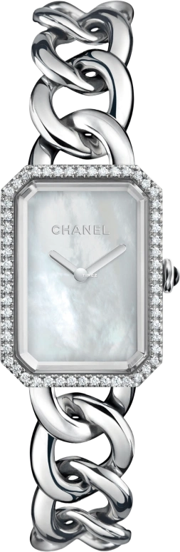 CHANEL,Première 20x28mm,20x28mm,Stainless Steel,White,Sapphire,Crystal Glass,Mother of Pearl,H3255