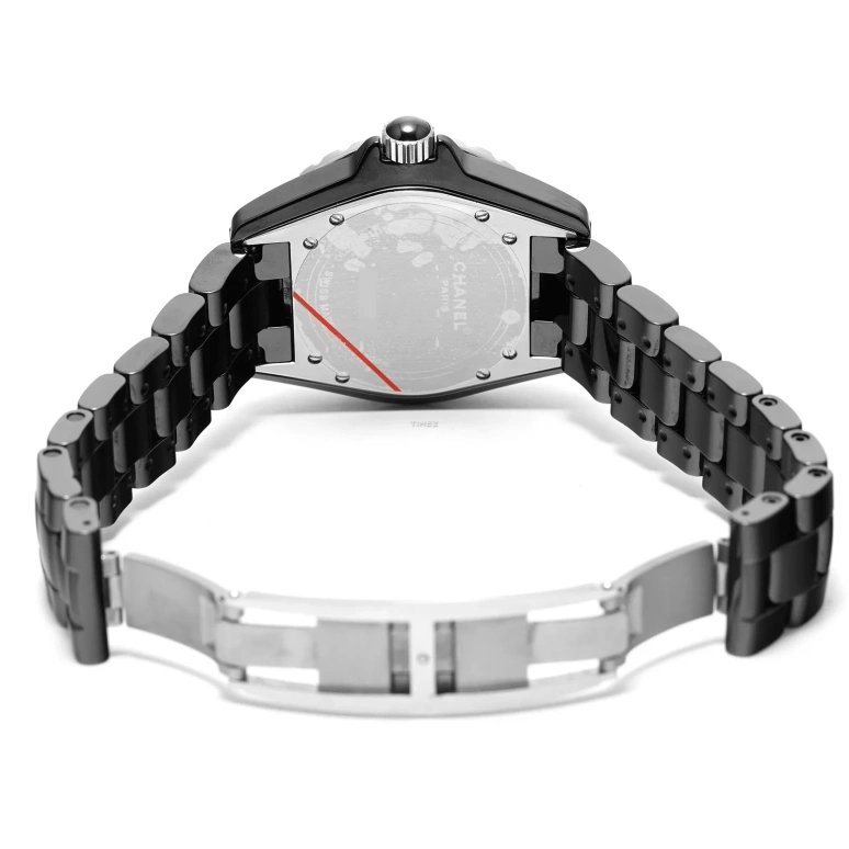 CHANEL,J12 38mm,38mm,Ceramic,Black,Automatic,Day,Sapphire,Crystal Glass,H1417
