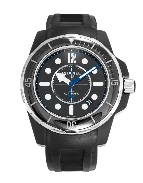 CHANEL,J12 42mm,42mm,Ceramic,Black,Automatic,Day,Sapphire,Crystal Glass,H2558