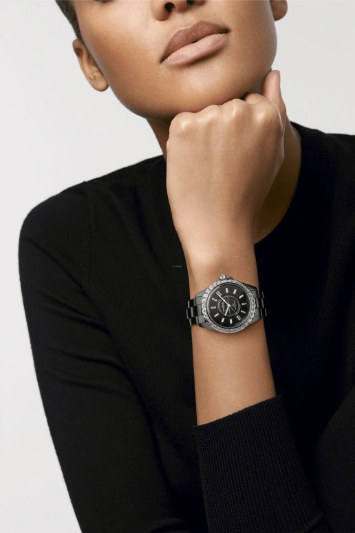 CHANEL,J12 38mm,38mm,White Gold,Ceramic,Black,Sapphire,Crystal Glass,Step Cut,Setting,Diamonds,H3384