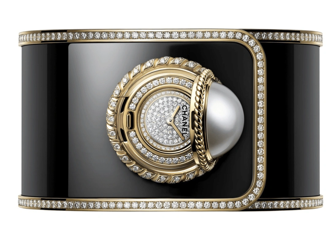 CHANEL,Mademoiselle Privé 25mm,25mm,Yellow Gold,Silver White,Quartz,Setting,Diamonds,H6471