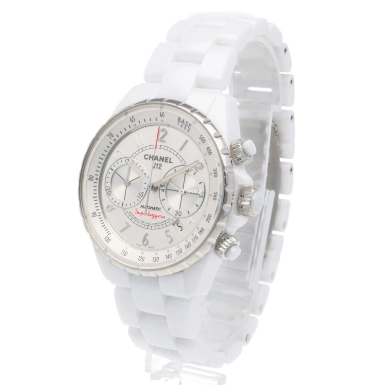 CHANEL,J12 41mm,41mm,Stainless Steel,Ceramic,White,Quartz,Chronograph,Day,H3410