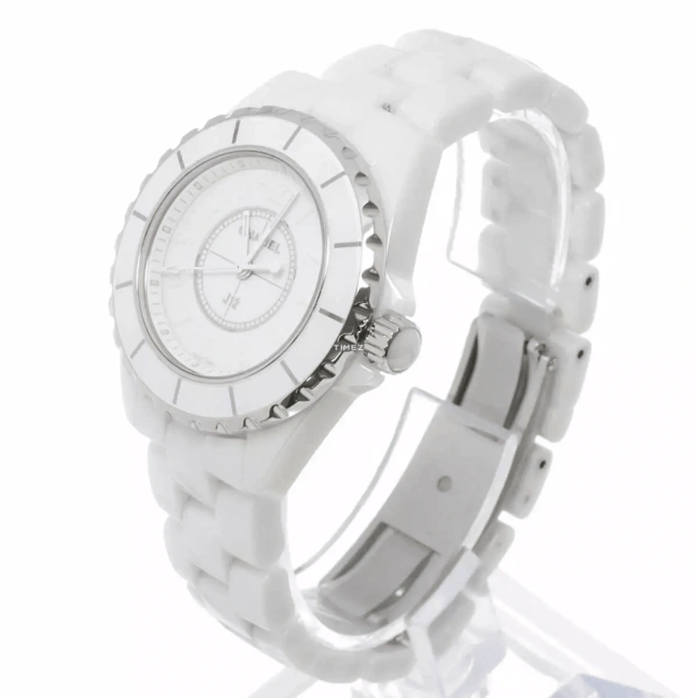CHANEL,J12 33mm,33mm,Ceramic,White,Quartz,Sapphire,Crystal Glass,Round,H3442
