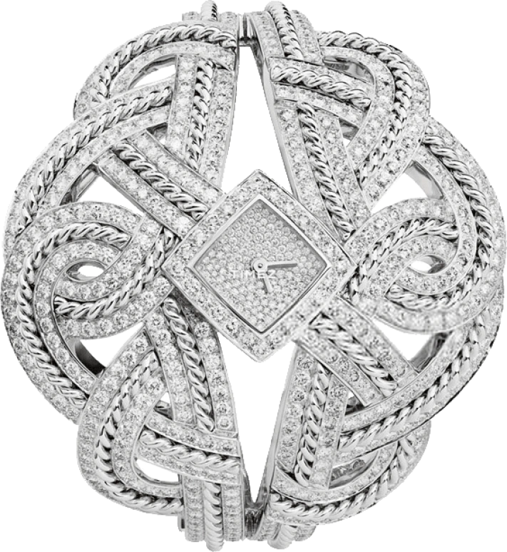 CHANEL,Other ,White Gold,Silver White,Quartz,Sapphire,Crystal Glass,Square,FLYING CLOUD MONTRE AZUREAN BRAID